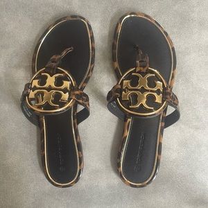 Metal Miller Printed Paten Leather Sandals